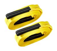 Pindex 2 Pack 2" x 20' Web Lifting Sling 11000 Lbs Breaking Force 3500 Lbs Pulling Forces Lift Sling Straps for Rocks Trees Mowers Tool Boxes in Trailers Tractors Trucks, Yellow