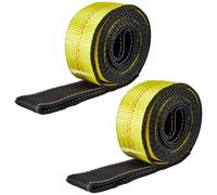 Pindex 2pcs 3m×5cm Webbing Sling, Duplex Polyester Webbing Lifting Cargo Sling Strap Heavy Duty Max Breaking 11000lbs, Yellow