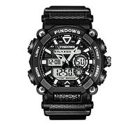 PINDOWS Men's Digital Watch - Sporty, Dual-Display, Waterproof, Alarm, Stopwatch, Calendar, Dual-Time, Multifunctional - PDS-621