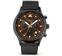 PINDOWS Men's Waterproof Fashion Business Casual Multifunction Chronograph Quartz Men's Watch with Calendar Nylon Strap, 647n2: Black Case, Orange Dial, Modern