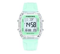 PINDOWS Women's Digital Sport Watch, Clear Transparent Case, Bright LED Light, 5ATM Water Resistant, Stopwatch Alarm Dual Time, Stylish Watch for Active Women&Teens