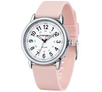 PINDOWS Womens Silicone Band Design Analog Quartz Wrist Watches for Young Women Ladies, Students, Waterproof Unisex Watch Luminous Dial.