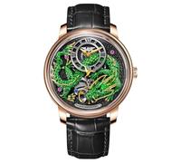 PINDU Dragon Watches for Men, 3D Dimensional Limited Edition Design The Dragon’s Legacy 5ATM Waterproof Leather Watch Mechanical Watch, Green Dragon Black Leather, Dragon Watch