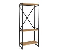 URBNLIVING 3-Tier Wooden Coat Rack and Shoe Storage Stand with Sturdy Metal Frame, Stylish and Space-Saving Perfect for Organizing Entryways (Pine)