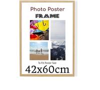 Pine 42 x 60 cm Poster Frames - Large MDF Wooden Frames 60x42 cm - Both Ways Wall Hanging Wall Gallery Living Room Photo Picture Frame With Shatterproof Perspex Sheet