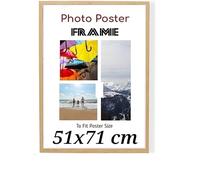 Pine 71 x 51 cm Poster Frames - Large MDF Wooden Frames 51x71 cm - Both Ways Wall Hanging Wall Gallery Living Room Photo Picture Frame With Shatterproof Perspex Sheet