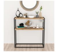 Urbn-Living Urbnliving 90Cm Height Pine Console Table Slim Modern 2 Shelf Wooden Free Standing With Metal Frame