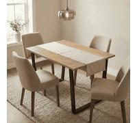 Pine Antique Waxed Small Rectangular Dining Table Stylish Black Metal Legs