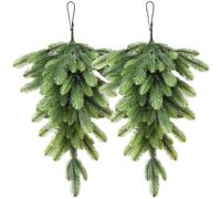 Pine Artificial Christmas Teardrop Swag,2Pcs Tree Shape Teardrop Swag,DIY Xmas Wreath Garland, Christmas Pine Swag Decor for Holiday Winter Wall Front Door Indoor Outdoor Decor
