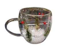 Pine Branch Mug, Christmas Pine Mug | Coffee Cup Tea Cup Christmas Collection Snowy Glass - Winter Holiday Tea Cup Double Layer Festive for Coffee Shops Offices and Coffee Shop