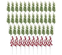 Pine Branches for Decorating, Christmas Tree Branches | Fake Pine Branches, Holly Berries - Christmas Floral Picks, Cypress Leaves, Artificial Evergreen Needles for Bouquet d