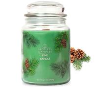 Pine Candle 623g: 85 Hour Burn Time - Crackling Wooden Wick Candle in Luxury Gold Foil Lined Gift Box by Spotless Leopard - Big Scented Candles