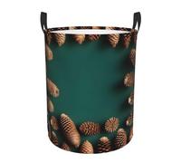 Pine Cone Border Circular HamperM Basket Large Laundry Storage Basket for Clothes Stylish Home Decor Organizer