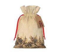Pine Cone Border Gift Bag with Handles and tag, Perfect for Christmas, Birthday, Wedding or Daily Gift - (M)