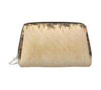 Pine Cone Border Leather Toiletry Organizer Bag, Travel-Friendly Makeup Pouch for Women