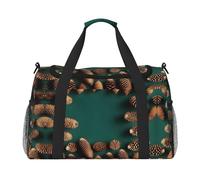 Pine Cone Border Print Duffle Bag for Travel,Shoulder Weekender Overnight Handbag, Sports Tote Gym Bag for Men Women