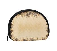Pine Cone Border Print Portable Mini Storage Bag Shell Shaped Wallet Small Coin Wallet Shell Storage Bag
