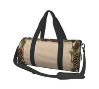 (Pine Cone Border) Print Round Large Travel Bag - Multi-Compartment Organizer Lightweight for Trips & Sports