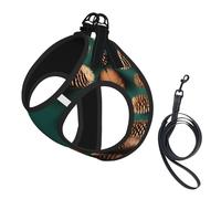 Pine Cone Border Print Soft Pet Harness and Leash Set, Adjustable Mesh Puppy Vest Harness for Small Medium Large Dogs and Cats