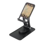 Pine Cone Border Prints Rotating Cell Phone Stand with 360° Swivel Base - Foldable Square Desk Phone Holder for iPhone 16 15 14 13 12 11,All Phones,Black