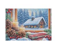 Pine Cone Candle Christmas Winter Forest Outdoor 300 Piece Jigsaw Puzzle for Adults Winter Evening Activity Cozy Relaxation Detailed Artwork Ideal Housewarming Gift 300 PCS