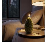 Pine Cone Candles Decorative | Mallina Shaped Novelty Candles 6x10.5cm | Realistic Christmas Winter Decor | Handmade Festive Candles in Green | Home Decor Gifts