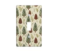 Pine Cone Light Switch Cover Plates/Outlet Covers, Green Natural Forest Design for Home Decor, Thermoplastic Wall Plates, Standard Size Single Toggle