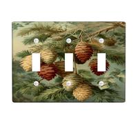 Pine Cone Light Switch Cover Plates/Outlet Covers, Rustic Forest Design for Fall Decor, Thermoplastic Wall Plates, Standard Size Triple Toggle