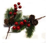 Pine Cone Red Berry Picks Stems Crafts Branch Christmas Wreath - 10Packs, Holly Artificial Evergreen Branches Tiny Pine Cones Picks Décor Floral Picks for Christmas Flower Wreaths DIY Xmas Gifts