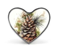 Pine Cone Watercolor Button Pin Personalized Metal Round Badge for Clothes Bags - Custom Photo Lapel Brooch Nature Gift