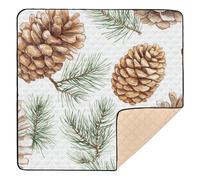 Pine Cones Pine Branches 1_3 Large Non-Slip Baby Play Mat for Indoor Outdoor Portable Padded Play Mat for Babies Infants Toddlers, 50'' x 50''
