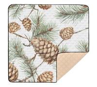 Pine Cones Pine Branches 1_4 Cute Foldable Baby Gym & Activity Mat for Floor Portable Baby Kick Crawling Mat for Baby Kids Toddlers Infants, 50'' x 50''