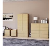 (Pine) Denver 4 Piece Bedroom Set Drawer Chest Wardrobe 5