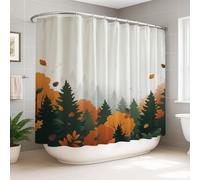 Pine Extra Wide Shower Curtain, Autumn Natural Maple Leaf Fall Orange Polyester Waterproof Decorative Bathroom Curtain Decor for Bathroom Guest Room 108x72 Inch