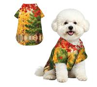 Pine Fall M Pet Hawaiian Shirt for Small Dogs-Cute Summer Beach Outfit for Puppy, Soft Breathable Cat Clothes with Buttons