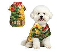 Pine Fall M Pet Hawaiian Shirt for Small Dogs-Cute Summer Beach Outfit for Puppy, Soft Breathable Cat Clothes with Buttons
