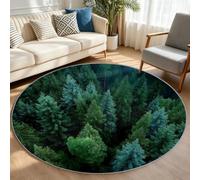 Pine Forest Aerial View Round Rug, 60cm Washable Rug Soft | Photographic Nature Circle Carpet Design Non-Shedding, and Machine Washable Carpet for Living room, bedroom and table corner
