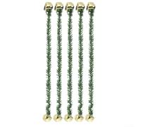 Pine Garland 25Pcs Artificial Green Branches with Jingle Bells for Mantel Wrap Staircase Decor - 50cm Bendable Christmas Vine Festive Ornament(Gold)