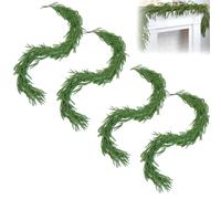 Pine Garland, Garland Christmas, Pine Garlands Realistic for Table Mantle Fireplace Window Holiday Indoor Outdoor Decoration (4 sets,8.85 ft)