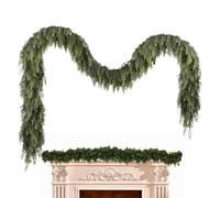 Pine Garland with Realistic Look, Artificial Cedar Decorations - Pine and Cedar Garland with Real Touch and Realistic Effect, for Porch Shelf Stairs, Colonial House, Party and Be
