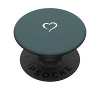 Pine Green Hand Drawn Heart Minimalist Love PopSockets Adhesive PopGrip
