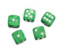 Pine Green Rounded Marble Effect 16 mm D6 Dice Roll Playing Dices with White Dots