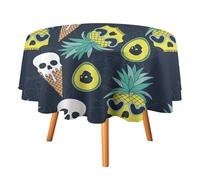 Pine Ice Cream Round Tablecloth Waterproof Tablecloths Covers Tablecovers Outdoor Tablecloths Dinner 60x60in