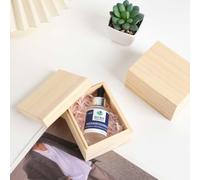 Pine Jewelry Storage Box with DIY Top, 10 x 8 x 5.5 cm Wooden Organizer for Perfumes & Valuables, Secure Bayonet Closure