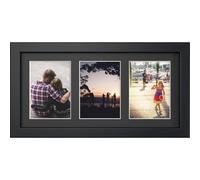 (Pine) MODERN MULTI PICTURE photo frame for 3 images of 7"x5" with quality black mount