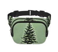 pine needle tree Winter Landscape print Fanny Pack Purse with Adjustable Strap Square Double Layer Waist Bag Belt Unisex Everywhere