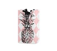 Pine Pink White Rhombus Large Laundry Basket Shopping Tote Bag, Collapsible Fabric Laundry Hamper, Foldable Clothes Bag, Folding Washing Bin