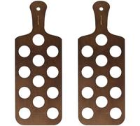 Pine Shot Paddle Board to Hold 12 Shot Glasses - Wooden Shot Flights for Serving Drinks (Pack of 2)