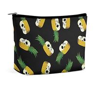 Pine Skulls Makeup Bag Pattern Travel Makeup Bag,PU Leather Makeup Pouch,Cosmetic Bag for Purse,Portable Toiletry Bag,Indoor Makeup Bags for Women