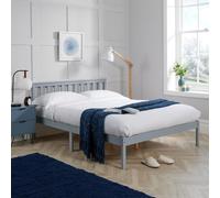 Pine Solid Wood Bed Frame Low End Slatted Base Headboard Home Source Grey Single